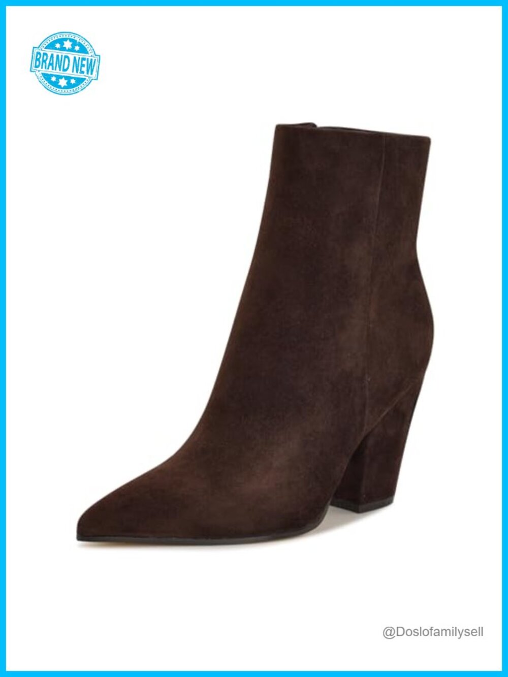 Nine West Pointy Toe Block Heel Suede Dress Booties Mid-Calf Boots